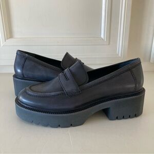 NWOT Free People Decker Black Leather Penny Loafers Sz 41